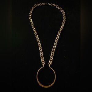 Copper Chain Necklace with Hoop Pendant - Women Jewelry